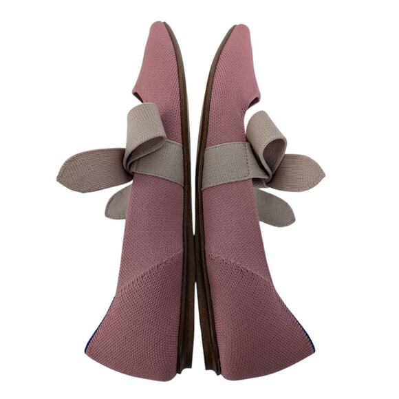 Rothys Pink Rosebud Point Toe Mary Jane Knit Bow Ballet Flats Size 9.5 - Picture 5 of 11